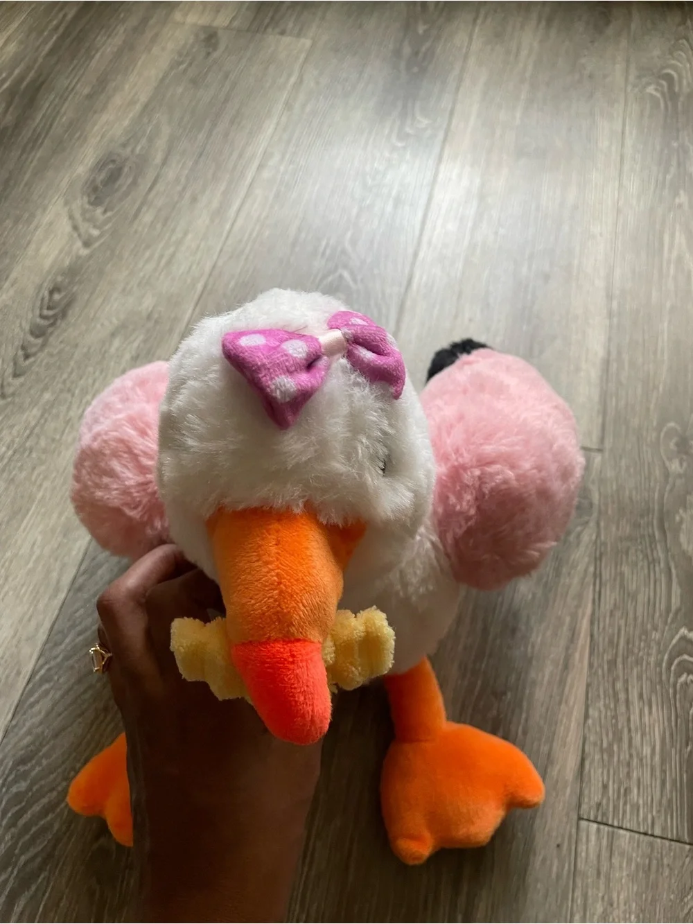 & Other Stories Pink, White and Orange Plush Squeaky Chick Toy